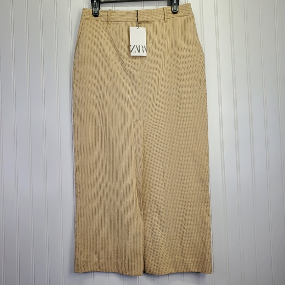 Zara Dresses & Skirts - NWT Zara Women's Pencil Skirt  Tan /Black Stripes Size M